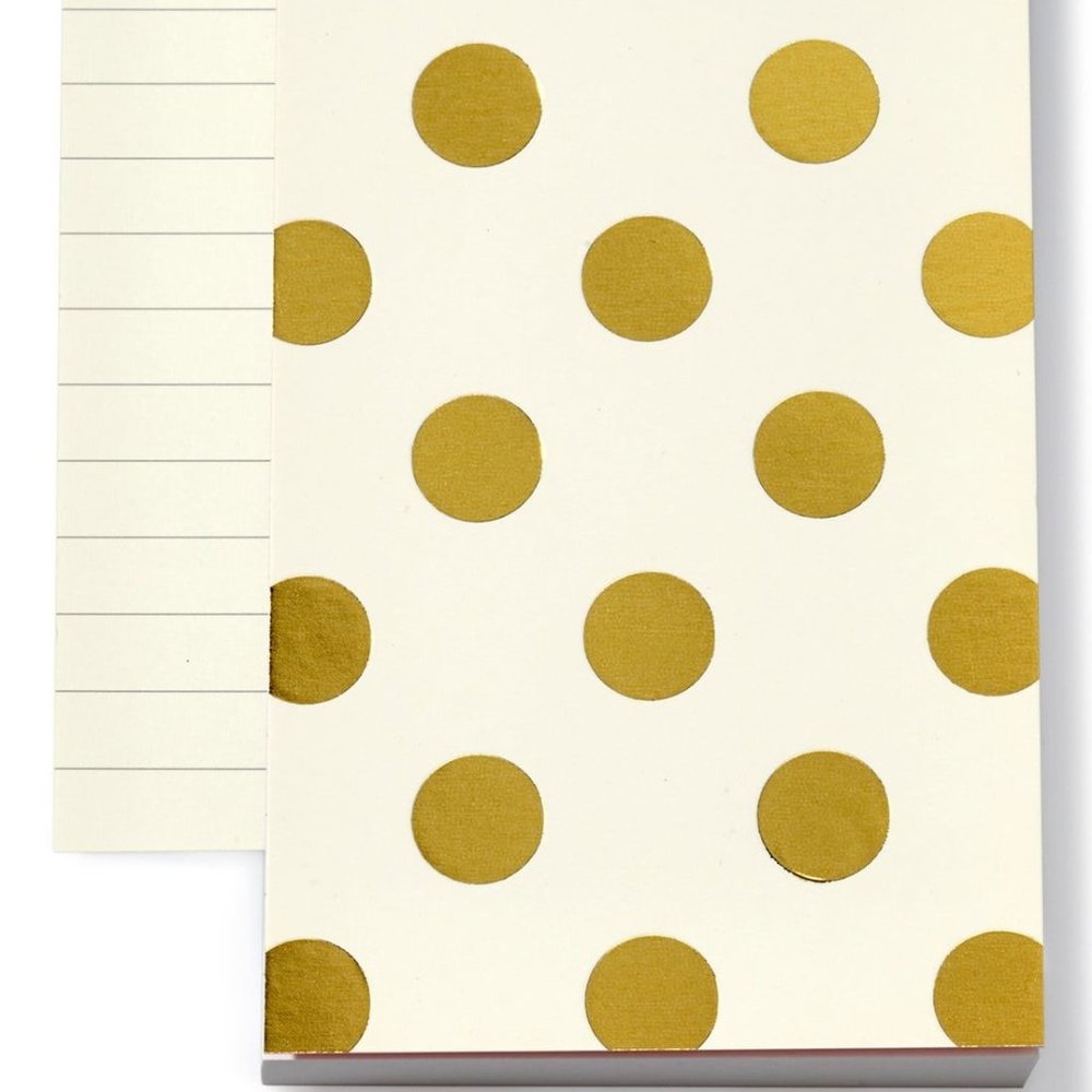 KATE SPADE Shiny Gold Dots Small Notepad NWT